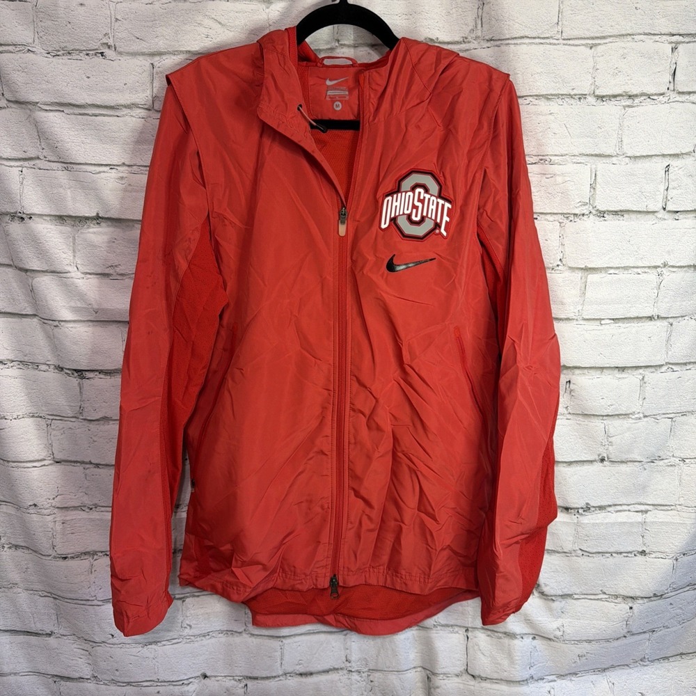 Nike Ohio State Buckeyes Red‎ Full Zip Lightweight Jacket Men's Sz M
